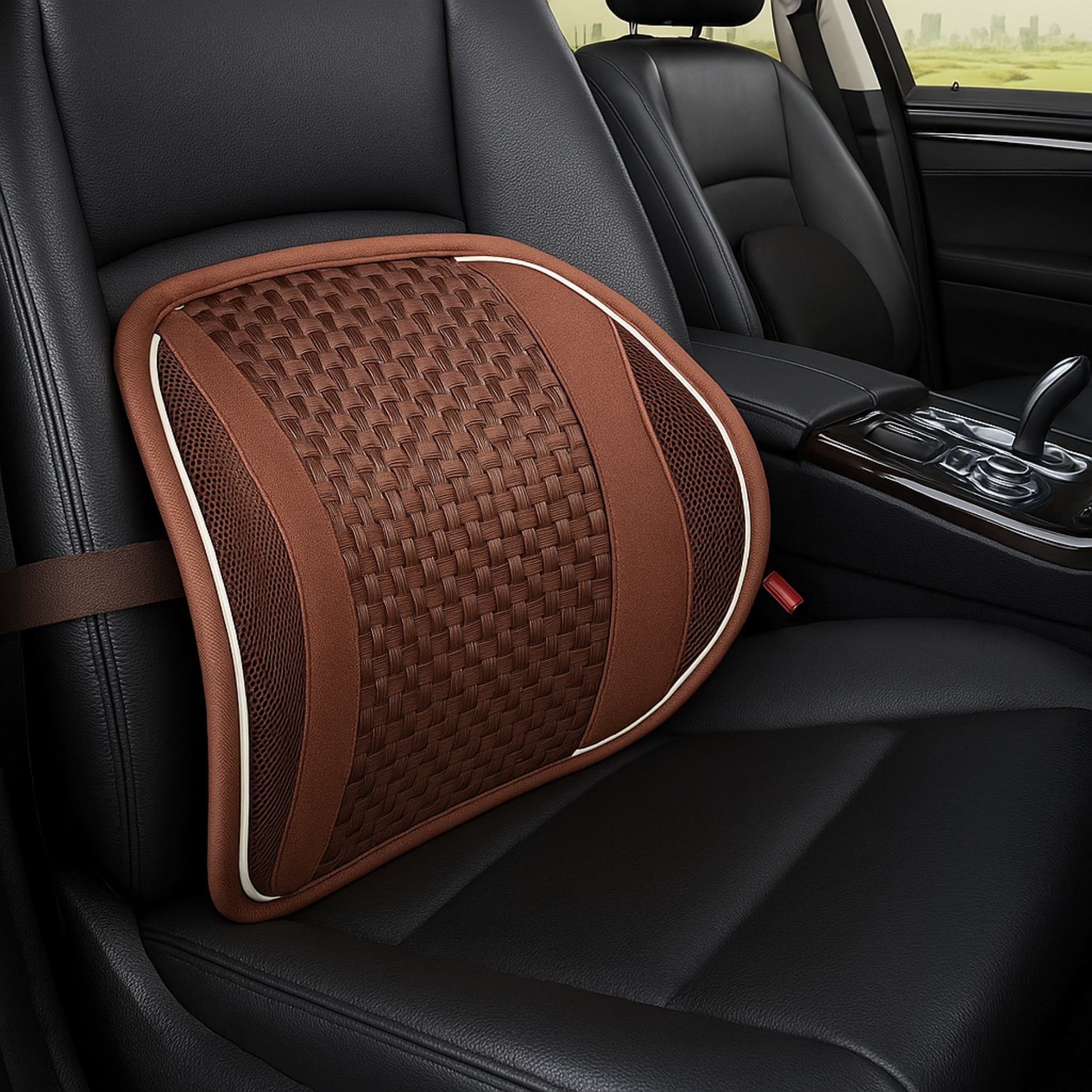 LumbaWeave Support | Cojín lumbar ergonómico para asiento de carro