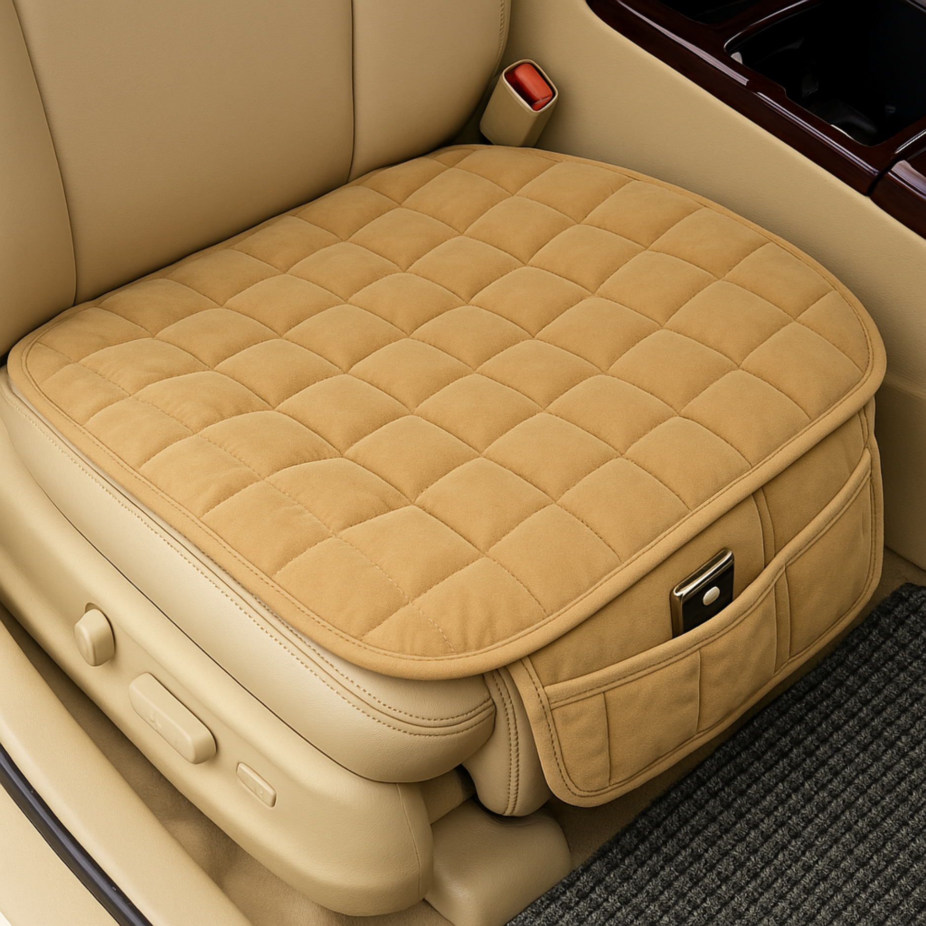 ComfortPad™ Luxe | Cojín acolchado para asiento con bolsa organizadora