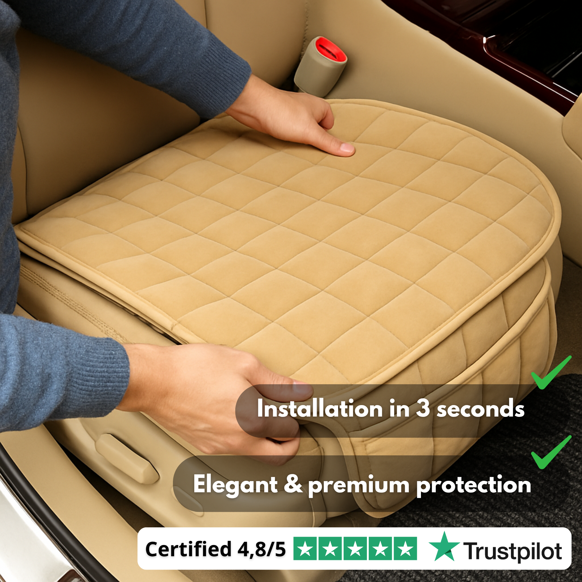 ComfortPad™ Luxe | Cojín acolchado para asiento con bolsa organizadora