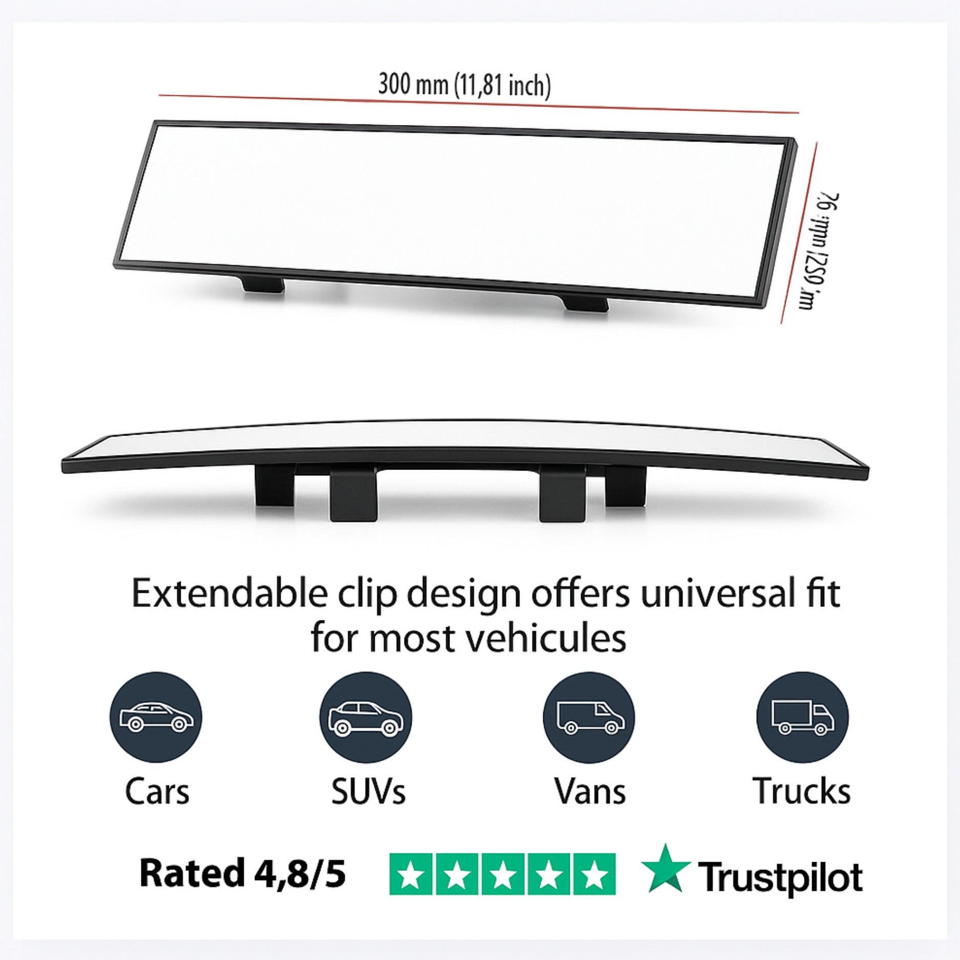 WideVision™ Mirror | Espejo retrovisor interior panorámico