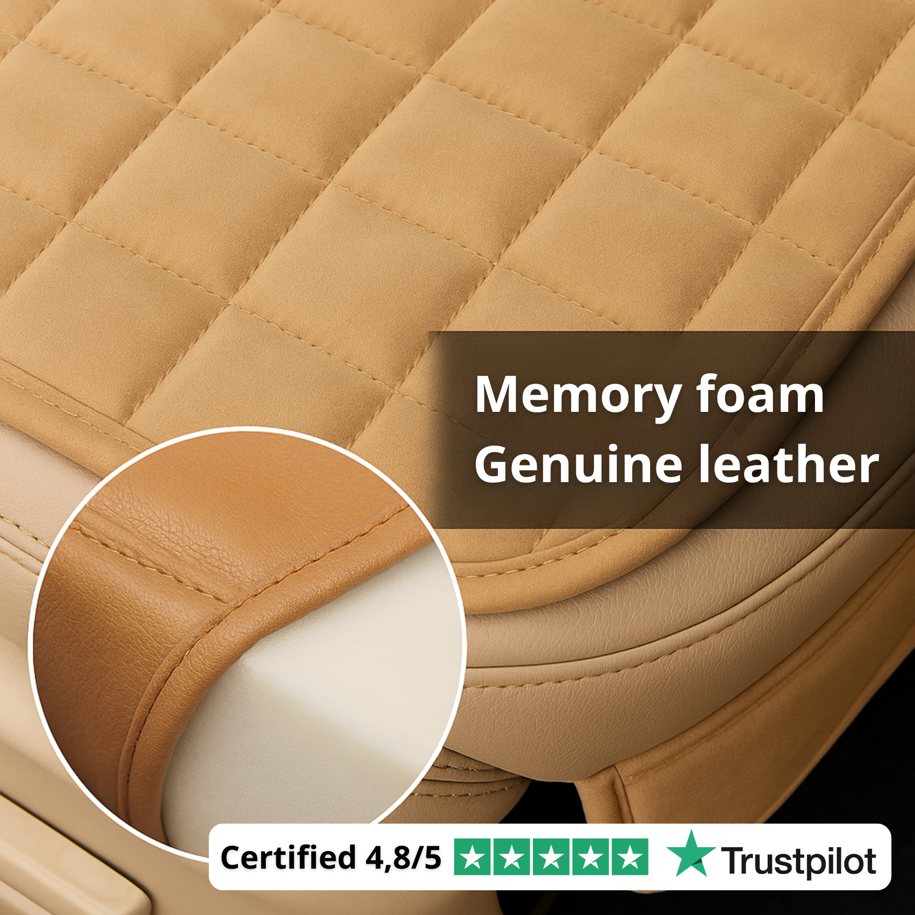ComfortPad™ Luxe | Cojín acolchado para asiento con bolsa organizadora