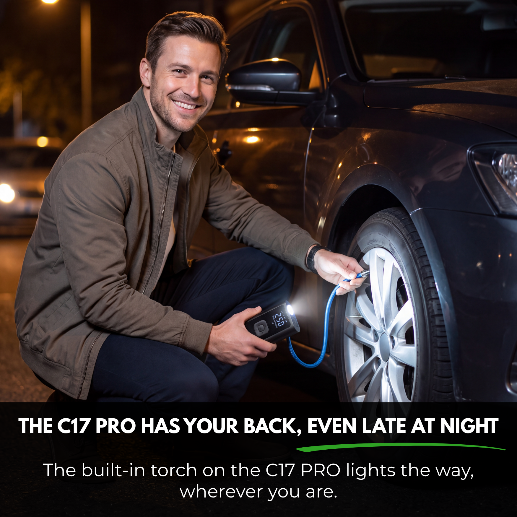 C17 PRO | Potente compresor de aire portátil – Compacto, ligero y recargable