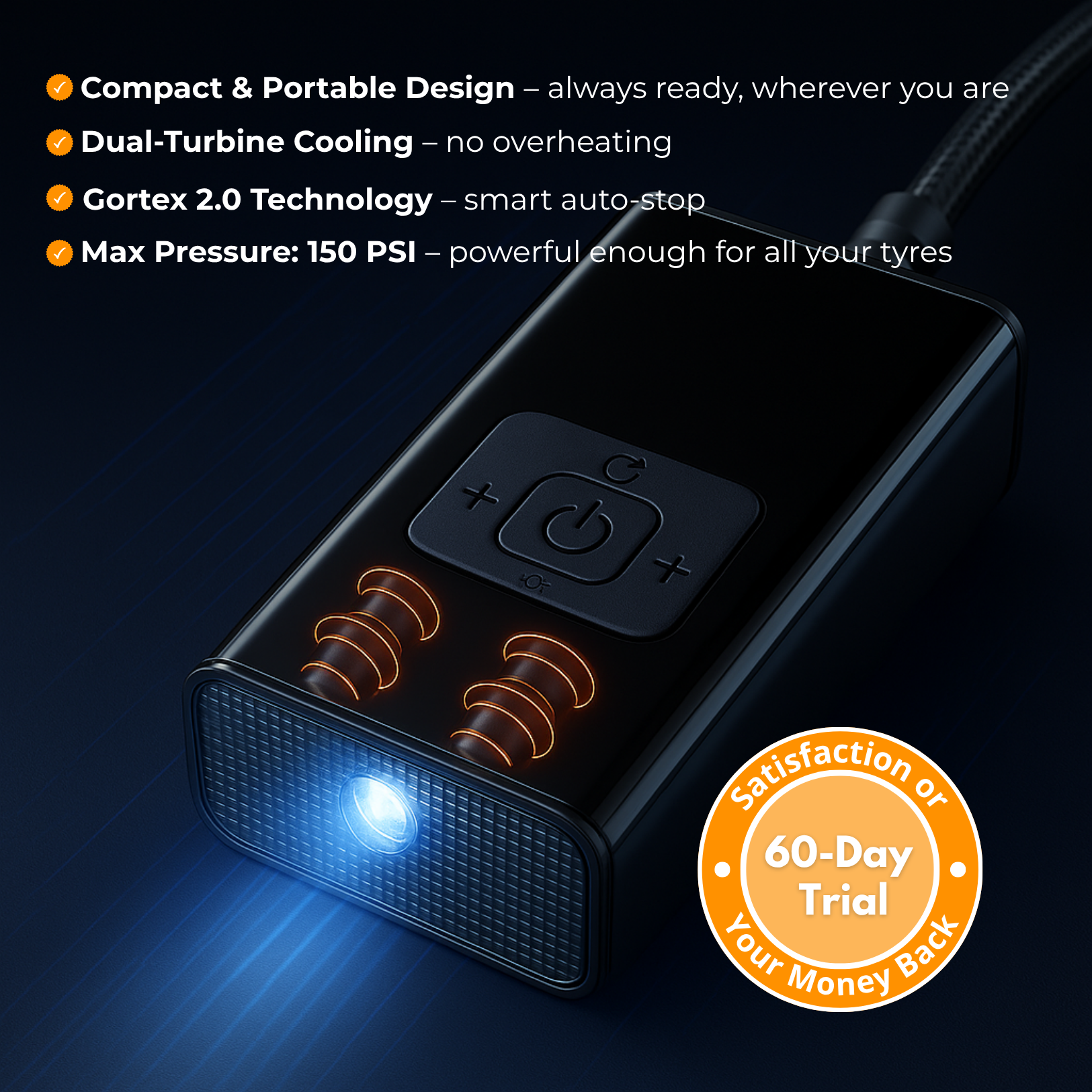 C17 PRO | Potente compresor de aire portátil – Compacto, ligero y recargable