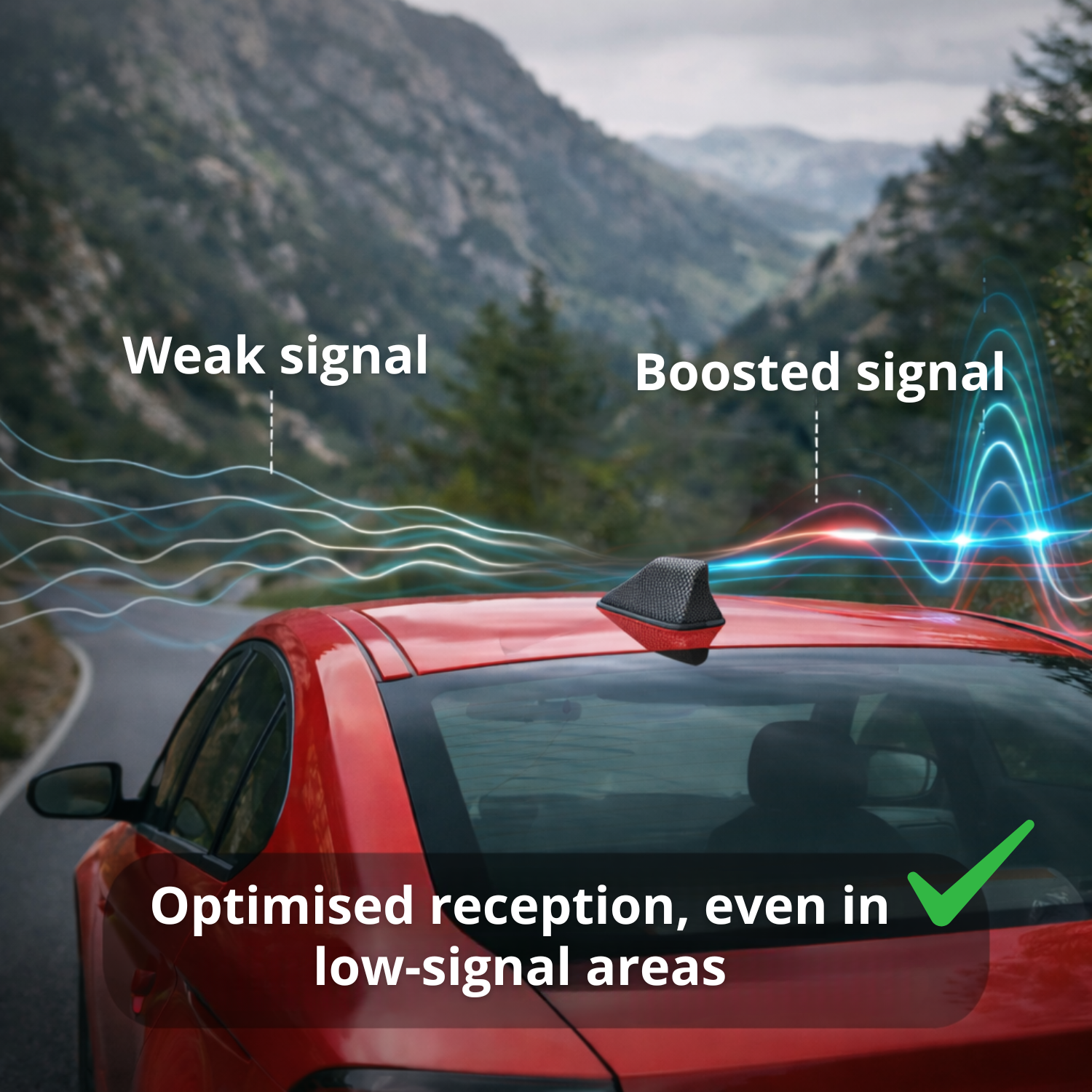 P80 PRO | Antena aleta de tiburón para carro – Señal de radio y GPS amplificada