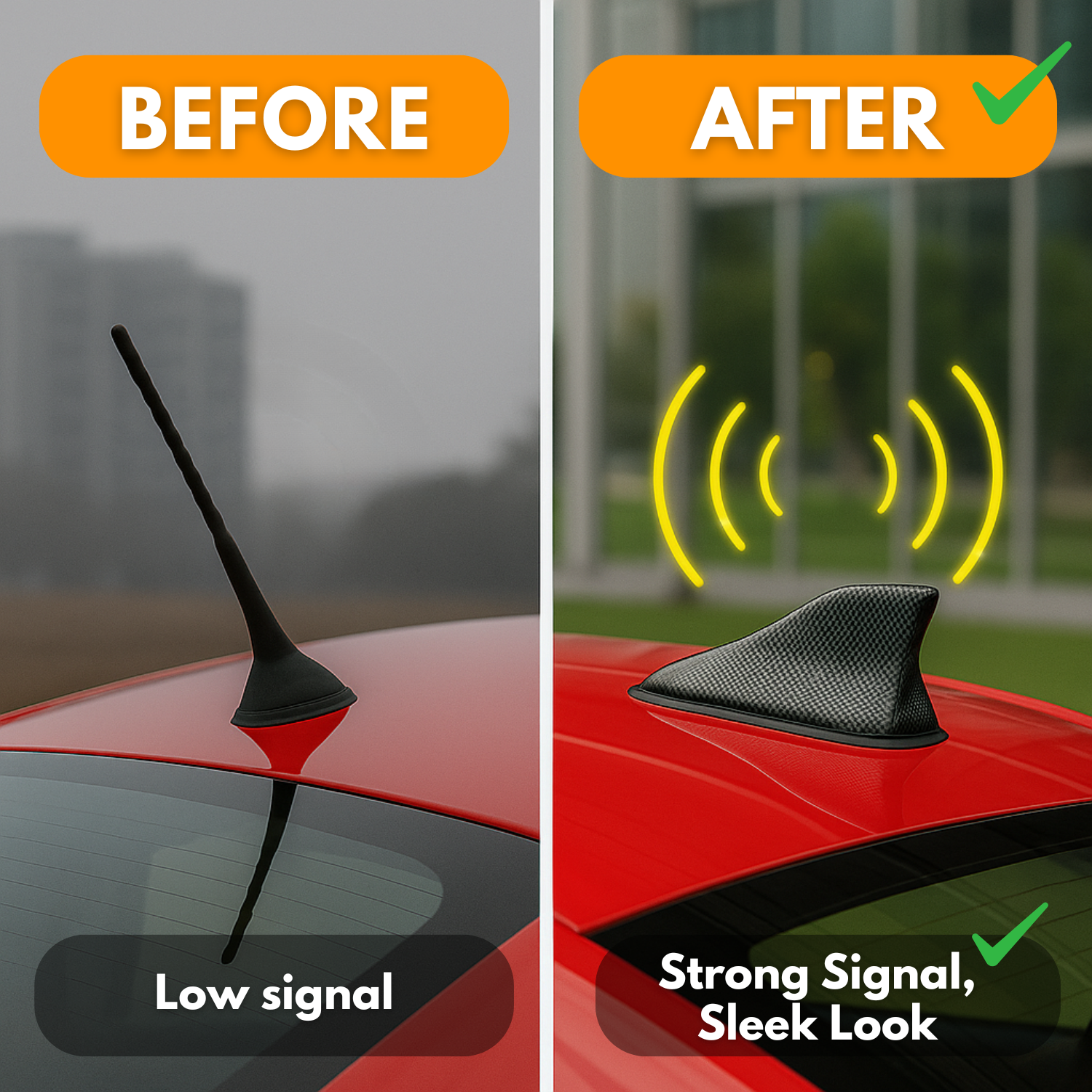 P80 PRO | Antena aleta de tiburón para carro – Señal de radio y GPS amplificada