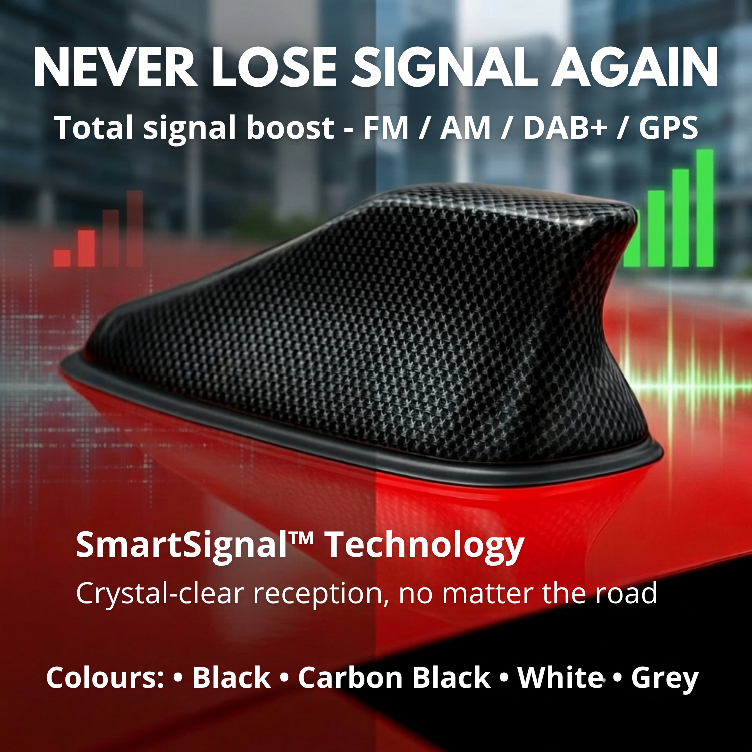 P80 PRO | Antena aleta de tiburón para carro – Señal de radio y GPS amplificada