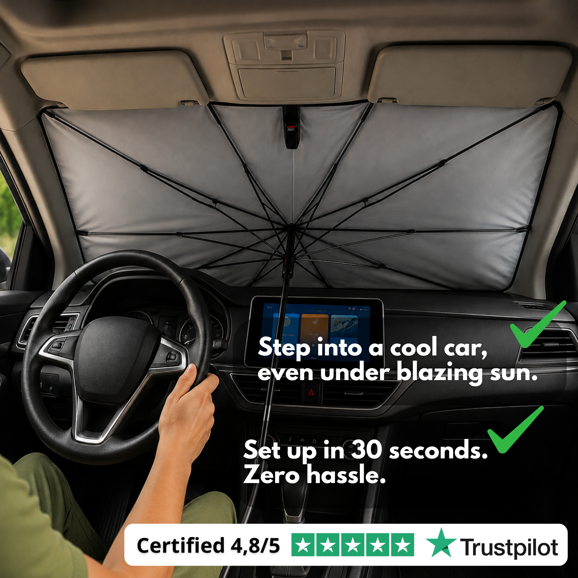 UVX26 PRO™ | Parasol para parabrisas, hasta 20 °C menos dentro de tu carro