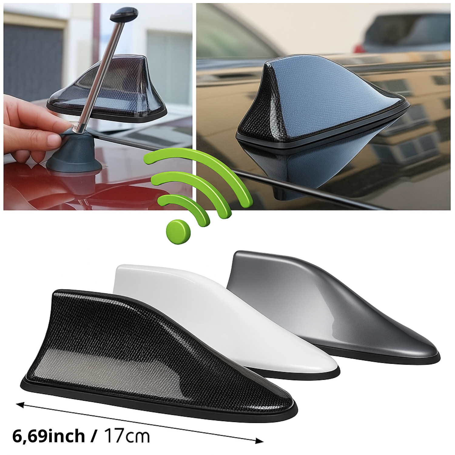 P80 PRO | Antena aleta de tiburón para carro – Señal de radio y GPS amplificada